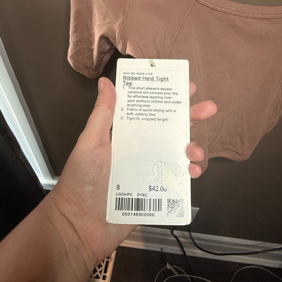 Lululemon Ribbed Held Tight Tee - Size 8 - Brownish/Rose - Picture 2 of 4